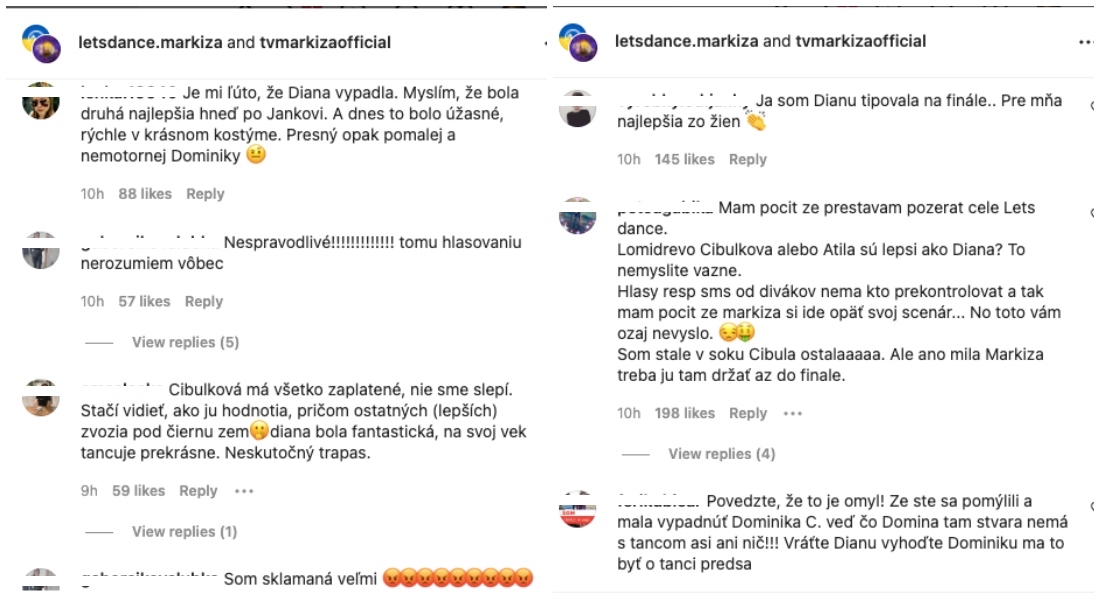 Komentáre na Instagrame Markíza