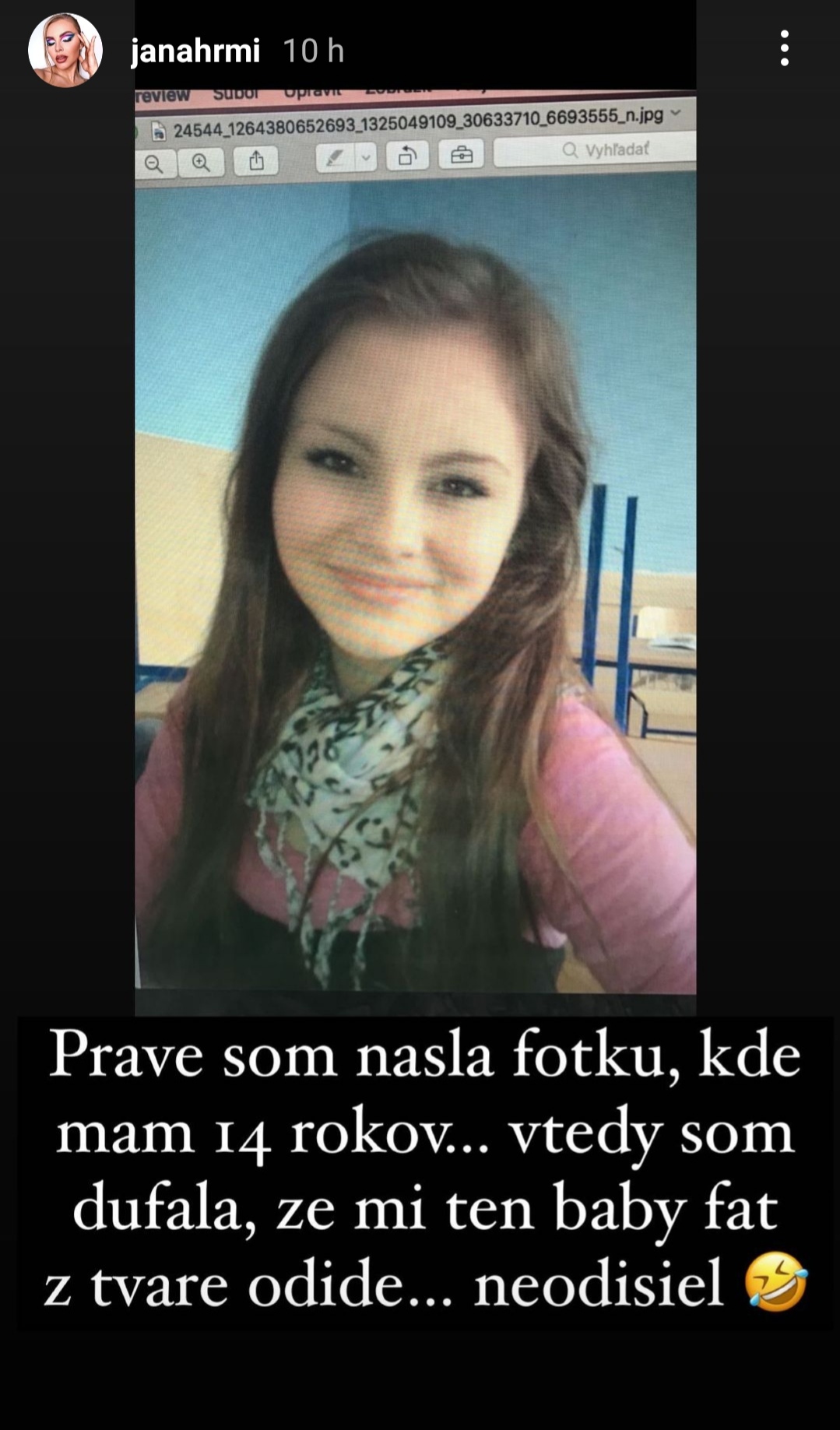 Jana Hrmová, keď mala 14 rokov