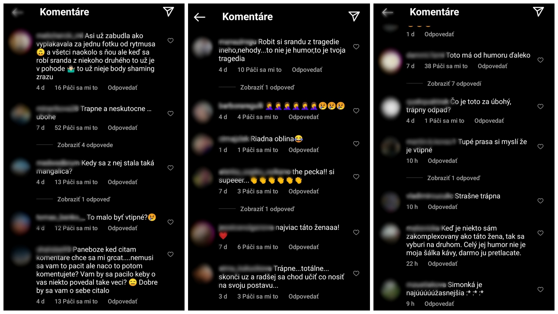 Komentáre na Instagrame