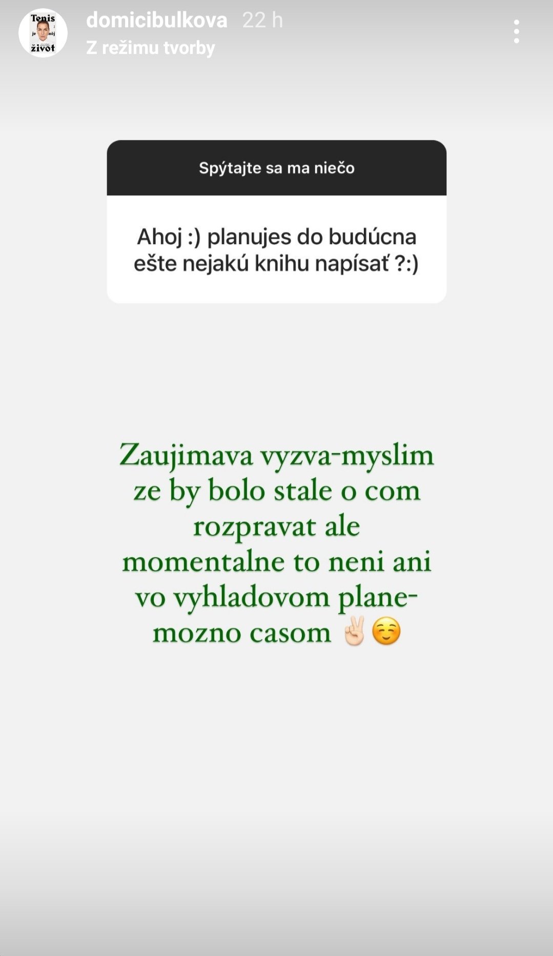 Dominika Cibulková o knihe