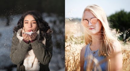 žena v zime, žena v lete