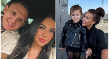 Gábor Boráros s Dórou a Monika Jákliová s dcérkou