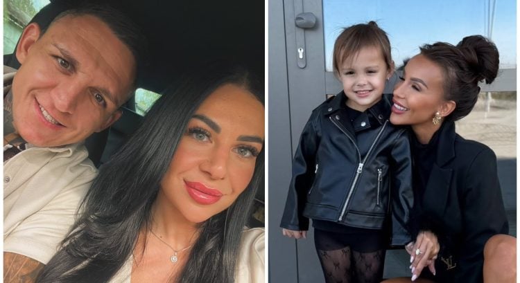 Gábor Boráros s Dórou a Monika Jákliová s dcérkou