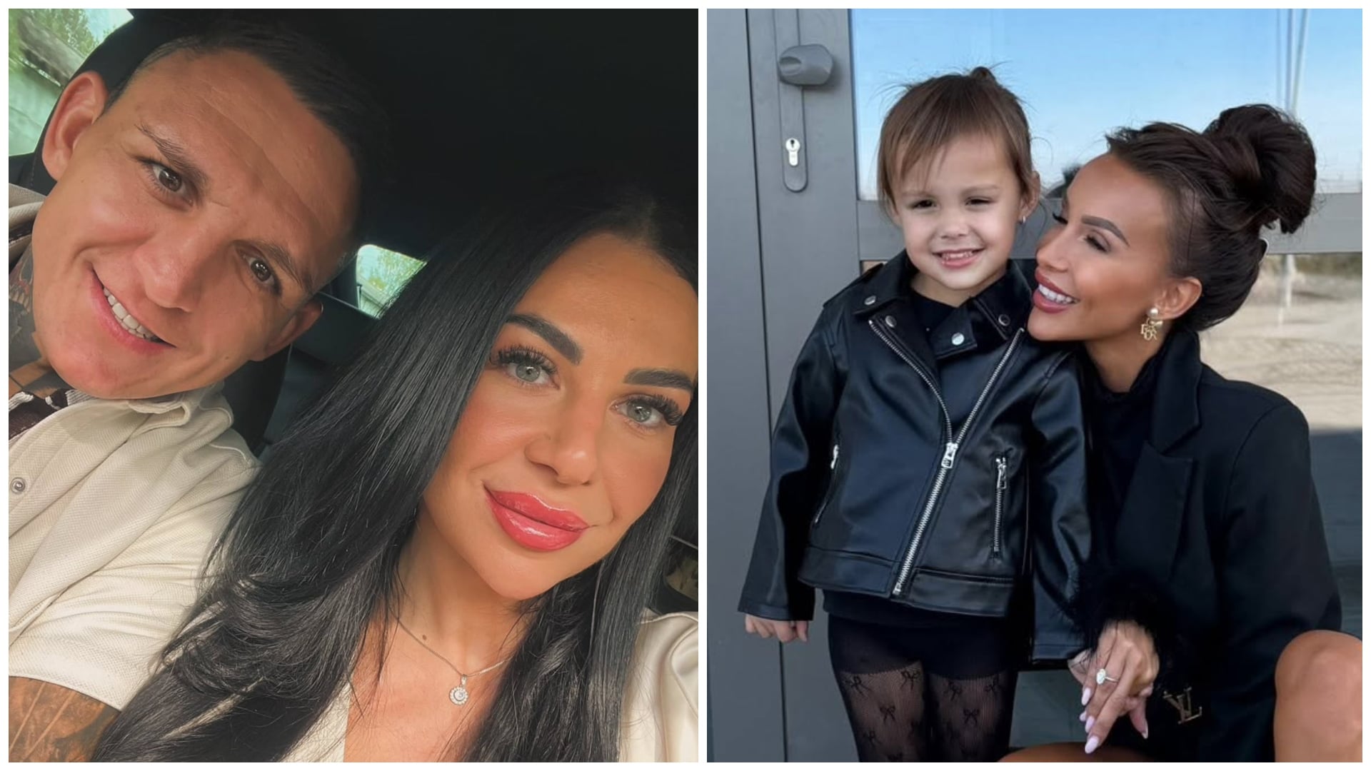 Gábor Boráros s Dórou a Monika Jákliová s dcérkou