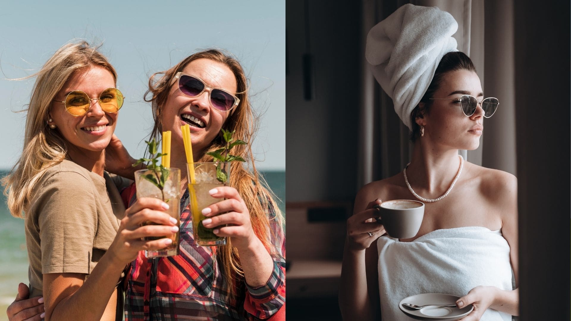 ženy s drinkom, žena vo wellnesse